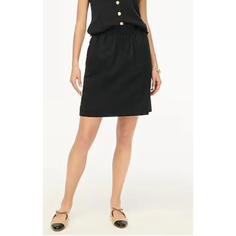 J.Crew Factory Novelty City Skirt Black Linen Cotton Mini Size 00 NWT Preppy